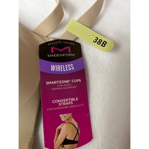 NEW! Maidenform Wireless Convertible Straps Paris Nude Beige Bra Women's Size 38 - Picture 3 of 5